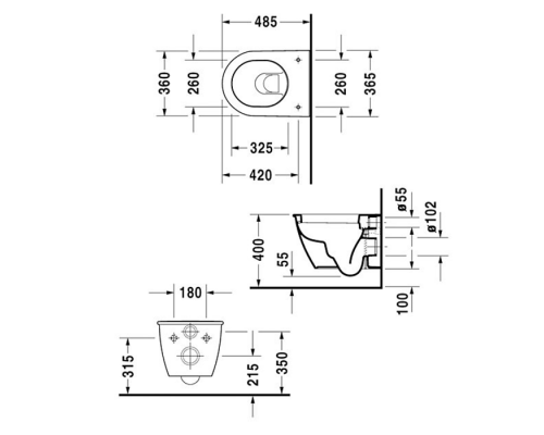 Duravit Darling New Унитаз подвесной компакт с вертикальным смывом, вкл. крепление Durafix, 36x48.5см, Цвет: Белый. 2549090000 Duravit Darling New Унитаз подвесной компакт с вертикальным смывом, вкл. крепление Durafix, 36x48.5см, Цвет: Белый. 2549090000