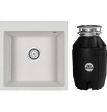 Комплект Мойка кухонная Paulmark Kante 50 PM105152-WH белый + Измельчитель Bone Crusher BC 810-AS