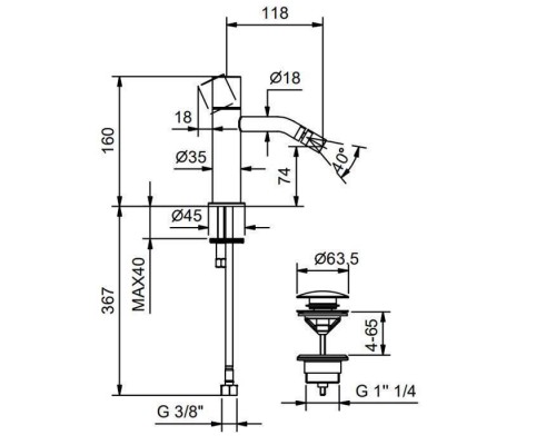 Fantini Nostromo SMALL Смеситель для биде, на 1 отв., цвет: хром. 50 02 G908F