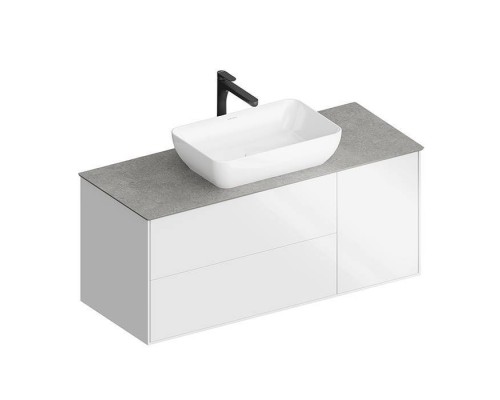 Kerama Marazzi PLAZA Modern Тумба подвесная 120x48см, 3 ящика, цвет: белый / дуб виченце. PLB.M.120.3\WHT.V