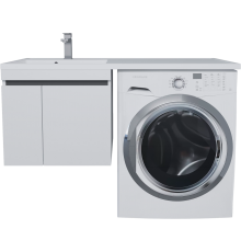 Тумба с раковиной Uperwood Magenta 50 L под стиральную машину, подвесная, белая, графит, с дверцами