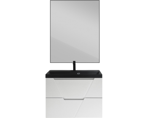 Мебель для ванной комнаты BelBagno Vittoria 80 подвесная, bianco lucido, черная матовая раковина