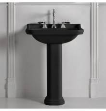 Kerasan Waldorf Раковина 80х55 см, 1 отв., с пьедесталом, керамическая, цвет: черный/хром. 4141K4nero/cr*1,  417004 Nero lucido
