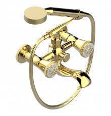 THG Hirondelles Gold Stamped Смеситель для ванны, настенный, с ручным душем, цвет: Gold color PVD. A4L-H52-13B