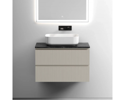Тумба с раковиной Sancos Snob T 80 см, beige soft, столешница черный мрамор, раковина TT80A1