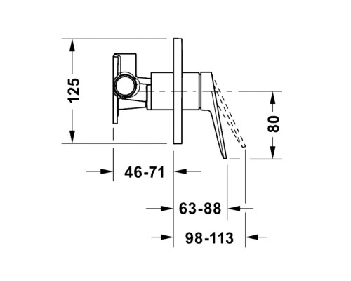 Duravit Wave Смеситель для душа, настенный, цвет: черный матовый. WA4210007C46