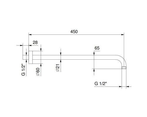Fantini Держатель верхнего душа 45см., настенный монтаж, цвет: Deep Black PVD. 86 S1 8028