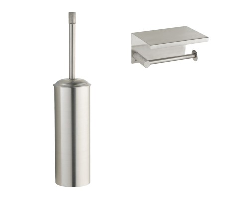 Набор Держатель Boheme Uno 10971-NB nikel brush с полкой для телефона + Ершик 10979-NB nikel brush