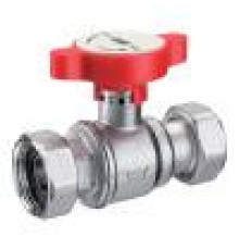 Краны шаровые Кран шаровой хром. FS 3056 1 х 3/4 красная ручка ВР-ВР с двумя накидными гайками FS 3056 134R