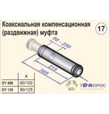 Дымоходы моно Муфта компенсационная ф60/100 мм, PPS, L=50-250 мм (DY688) De Dietrich DTX 84887688