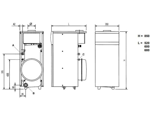 Газовый напольный котел Baxi SLIM 1.230 i с открытой камерой (WSB43123301-)