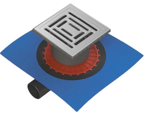 Душевой трап Berges Zentrum Uno 090372, 15x15 см, матовый хром (Ненадлежащее качество: выставочный экземпляр, нет упаковки)