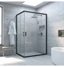Душевой уголок Vegas Glass ZA-F Novo 100*90 02М 01 профиль черный матовый, стекло прозрачное