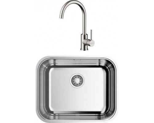 Комплект Мойка кухонная Omoikiri Omi 54-U/IF-IN нержавеющая сталь + Смеситель Shinagawa BN нержавеющая сталь