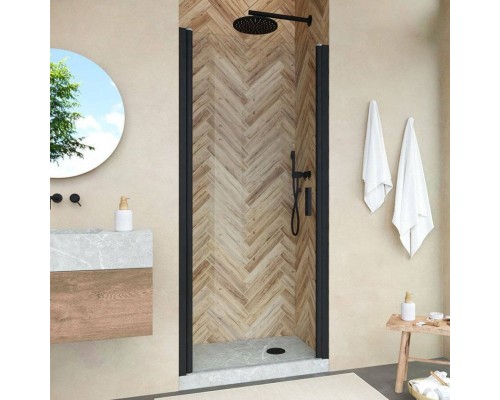 Душевая дверь в нишу Vegas Glass EP Novo 75 02М 01 профиль черный матовый, стекло прозрачное