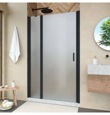 Душевая дверь в нишу Vegas Glass EP-F-1 Novo 110 02М 10 L профиль черный матовый, стекло сатин