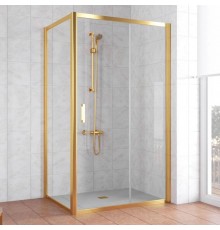 Душевой уголок Vegas Glass ZP+ZPV 100*80 09 01 профиль золото, стекло прозрачное