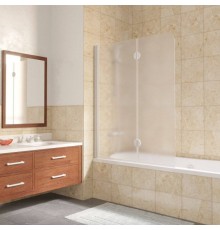 Шторка на ванну Vegas Glass E2V LUX 120 01 10 L профиль белый, стекло сатин