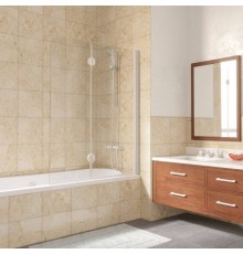Шторка на ванну Vegas Glass E2V LUX 120 01 01 R профиль белый, стекло прозрачное
