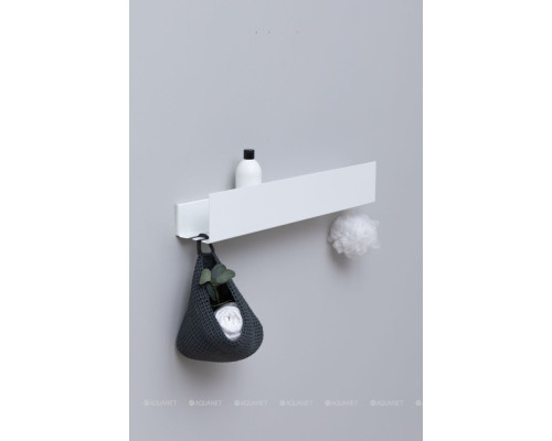 Полка Aquanet Магнум Н 70x12 белая матовая, с крючками