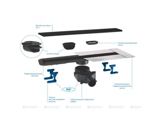 Душевой лоток Bettoserb Confluo Frameless Line Black Matte 13701323-NEW 950 мм