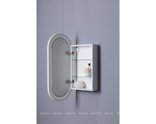 Зеркальный шкаф Aquanet Монте 40 белый, с LED подсветкой