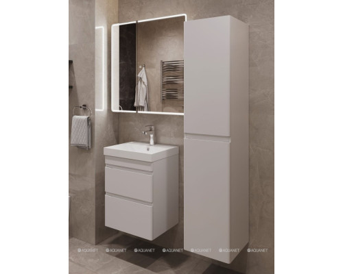 Шкаф-пенал Aquanet Слим 35 белый сатин