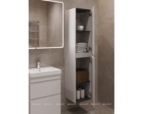 Шкаф-пенал Aquanet Слим 35 белый сатин
