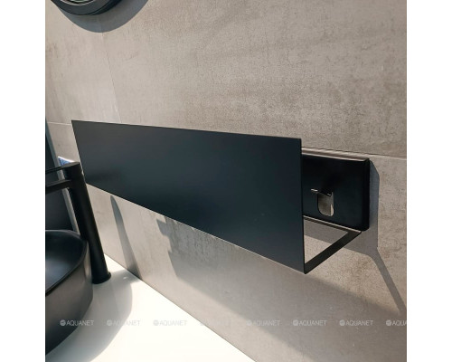 Полка Aquanet Магнум 50x12 черная матовая, с крючками