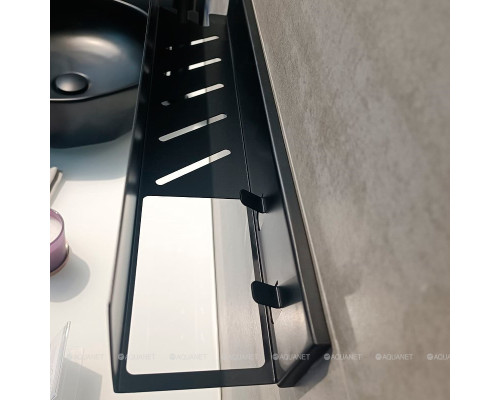 Полка Aquanet Магнум 50x12 черная матовая, с крючками