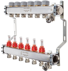 Коллектор Royal Thermo Expert RTE 52.107 1" ВР-3/4" НР, 7 выходов, с расходомерами