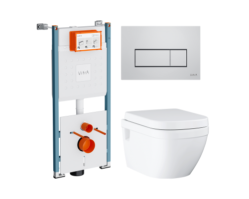 Комплект Унитаз подвесной Grohe Euro Ceramic 39703000 безободковый + Инсталляция VitrA V-Fix Core 732-5800-01PV + Кнопка Root Square 740-2380 хром Комплект Унитаз подвесной Grohe Euro Ceramic 39703000 безободковый + Инсталляция VitrA V-Fix Core 732-5800-01PV + Кнопка Root Square 740-2380 хром