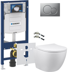 Комплект Унитаз подвесной Vincea Globo VT1-14 + Крепления Geberit Duofix 111.815.00.1 к стене + Инсталляция UP 320 111.300.00.5 + Кнопка Sigma 01 115.770.JQ.5 лакированная, матовый хром + Шумоизоляция 156.050.00.1