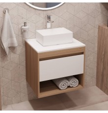 Тумба с раковиной Teymi Ritta 55 дуб эврика, матовая белая, раковина Helmi Mini 38