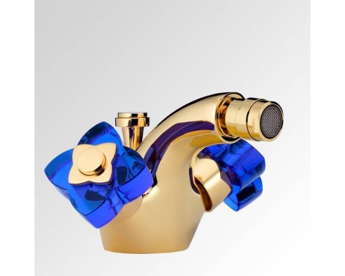 THG Pуtale de cristal bleu Смеситель для биде, 1 отв., цвет: золото/синий хрусталь. U6B-F01-3202