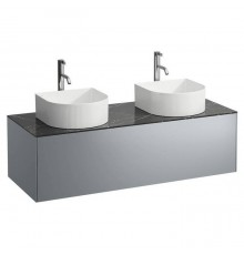 Laufen Sonar Тумба под раковину, 117.5х45.5х34см., 1 ящик, с отверстием слева и справа, цвет: титан и черный мрамор. 4.0542.4.034.142.1