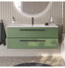 Тумба с раковиной Cezares Eco Cer-N 120, фисташковый софт, раковина Duet 120, ручки матовые черные