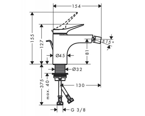 Hansgrohe Vivenis Смеситель для биде, на 1 отв., с донным клапаном, цвет: белый матовый. 75200700