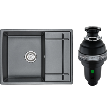 Комплект Мойка кухонная Granula 6501, шварц + Измельчитель Bone Crusher BC 1000-AS