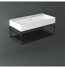 Simas Agile Структура металлическая 91x46xh28см, подвесная, для раковины с 1 отв., AG91, с 1 полкой, цвет: черный матовый. AGSS91