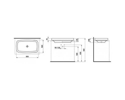 Laufen Palomba Раковина 85x50x16см., накладная, без отв., цвет: белый Laufen Palomba Раковина 85x50x16см., накладная, без отв., цвет: белый