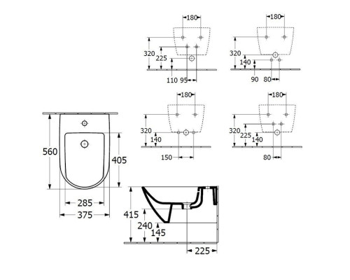 VilleroyBoch Subway 3.0 Биде подвесное 37.5х56х27см., с 1 отв., цвет: альпийский белый. 44700001
