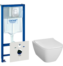 Комплект  Унитаз подвесной Geberit Smyle Square 500.683.01.1 с крышкой-сиденьем с микролифтом + Система инсталляции для унитазов Grohe Rapid SL 387720