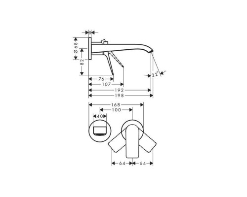 Hansgrohe Vivenis Смеситель для раковины настенный 195 , цвет: хром. 75050000 Hansgrohe Vivenis Смеситель для раковины настенный 195 , цвет: хром. 75050000