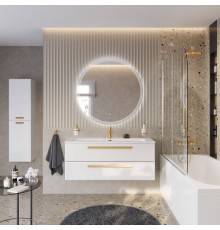Мебель для ванной комнаты Cezares Eco Cer-N 120, bianco opaco, раковина Eco 120, ручки сатиновое золото