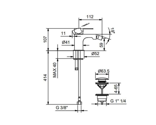 Fantini Myo Смеситель для биде на 1 отв., цвет: хром. 61 02 V608F