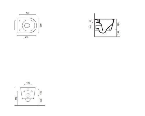 Catalano Zero Унитаз подвесной 46х35см, безободковый, цвет белый глянцевый. 0111460001,  9056060000