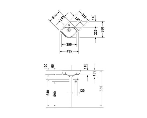 Duravit ME by Starck Раковина 43x38 см, 1 отв., цвет: белый. 0722430000