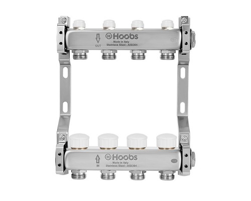 Комплект коллекторов Hoobs, нерж. сталь, с термостат. клапанами, с отсекающими клапанами и кронштейнами 1 х3/4 -4 вых.. HB-INCTK-805504 Комплект коллекторов Hoobs, нерж. сталь, с термостат. клапанами, с отсекающими клапанами и кронштейнами 1 х3/4 -4 вых.. HB-INCTK-805504