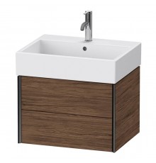 Duravit XViu Тумба подвесная 58.4x45.4x39.7см, с раковиной, 2 ящика, цвет: walnut dark/черный матовый. 2350600000,  XV43340B221
